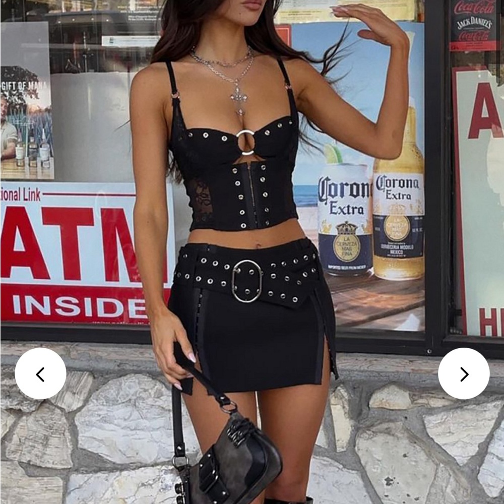 Size XS. Two Piece Set from Sisterparty. Crop Cami & Mini Skirt.